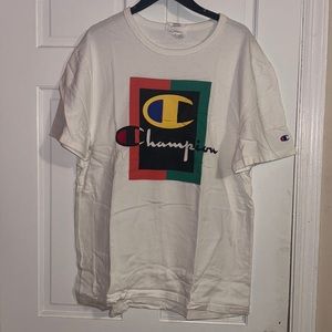 Champion colorful logo large white t-shirt